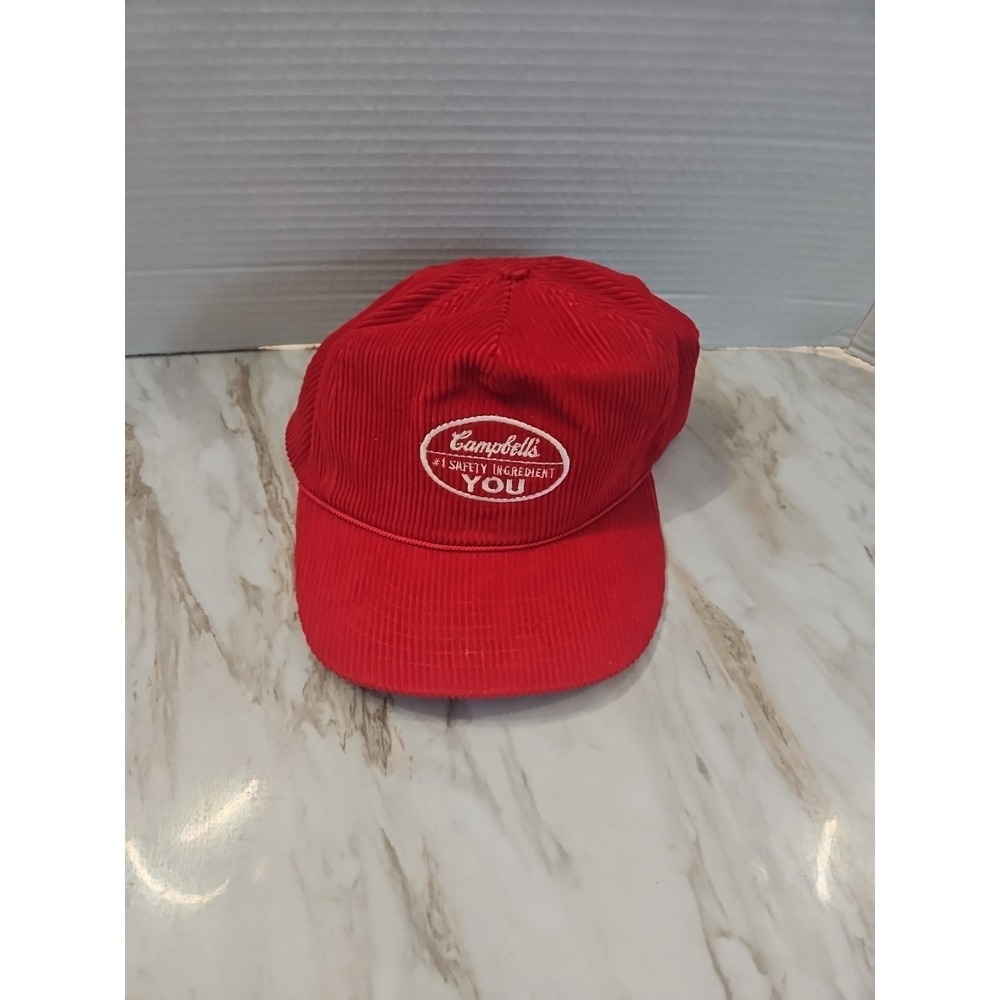 VTG SWANSON SNAPBACK TRUCKER HAT CAMPBELL SOUP CO. #1 Safety Corduroy Red